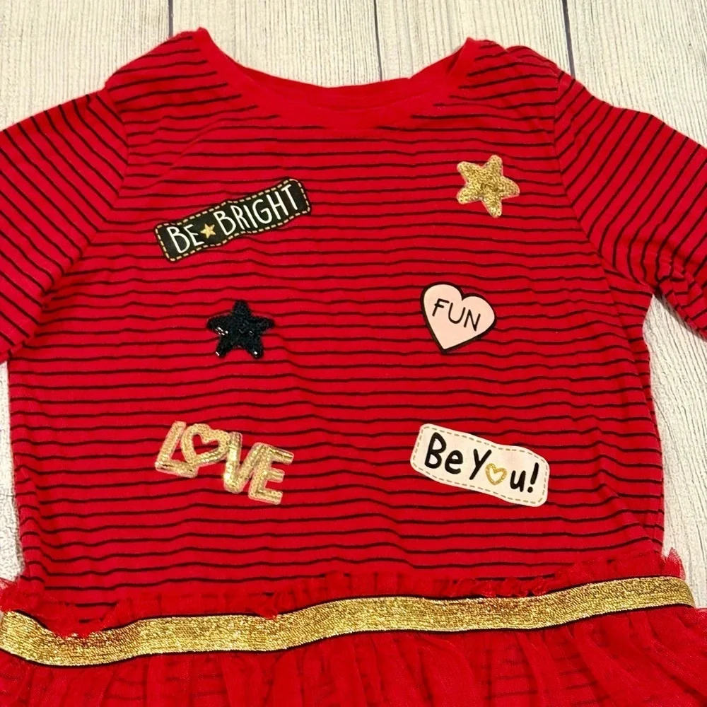 365 Kids from Garanimals Red Striped Long Sleeve Tutu Dress Girls Size 8